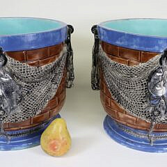 Fine Pair of French Majolica Cache Pots, 19th Century
