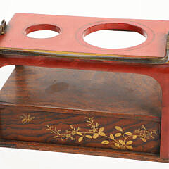 Japanese Gilt Takamaki-E and Red Lacquer Metal Smoke Stand, circa 1930