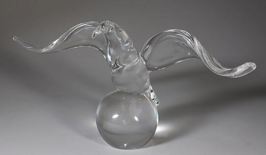 Signed Steuben Clear Glass Eagle
