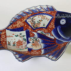 Antique Japanese Imari Fish Moulded Platter
