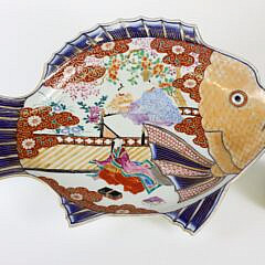 Antique Japanese Imari Fish Moulded Platter