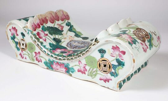 Decorated Chinese Porcelain Pillow, 19th Century