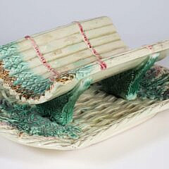 Antique French Majolica Asparagus Dish