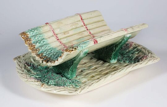 Antique French Majolica Asparagus Dish