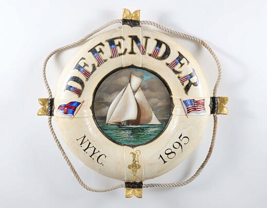 Vintage Decorated Life Preserver "Defender"
