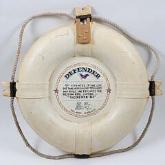 Vintage Decorated Life Preserver “Defender”
