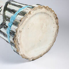 Majolica Bamboo, Crane, and Blue Bow Decorated Umbrella Stand, 19th Century