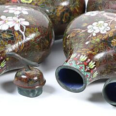 Pair of Chinese Cloisonne Gourds With Covers, 19th Century