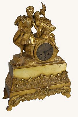 Continental Bronze Figural Clock, 19th Century