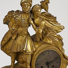 Continental Bronze Figural Clock, 19th Century