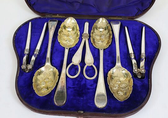 Sheffield Silver Plated Boxed Dessert Set by Martin, Hall & Co.