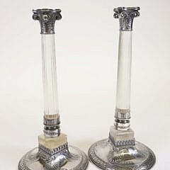 Pair of Orivitag Glass and Metal Candlesticks circa 1895-1905