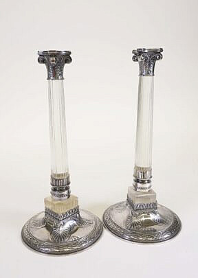 Pair of Orivitag Glass and Metal Candlesticks circa 1895-1905