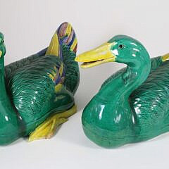 Pair of Antique Chinese Glazed Ducks