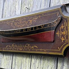 Antique Carved and Painted Half Hull Boat Model, “Emily”, 19th century