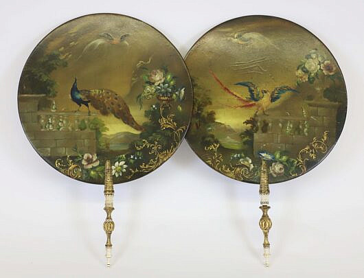 Pair of English Hand Held Face Fire Screen 19th Century