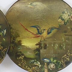 Pair of English Hand Held and Hand Painted Papier Mache Face Fire Screens, 19th Century