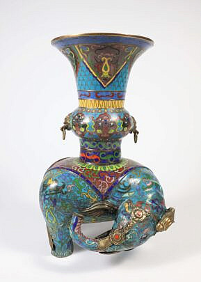 Chinese Cloisonne Elephant Shaped Vase, 19th Century