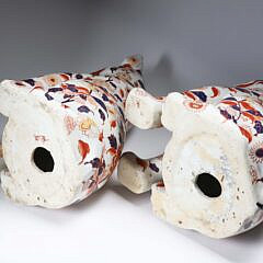 Vintage Pair of Hand Painted Imari Decorated Ceramic Tall Cats