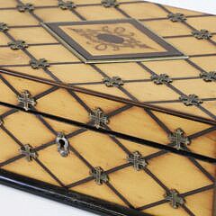 British Regency Brass Embellished Inlaid Box, 19th Century