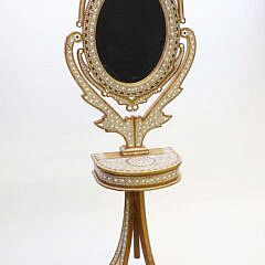 Middle Eastern Bone Inlaid Standing Vanity Mirror