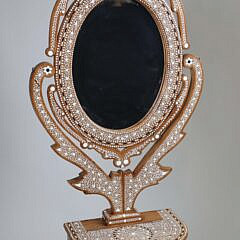 Middle Eastern Bone Inlaid Standing Vanity Mirror