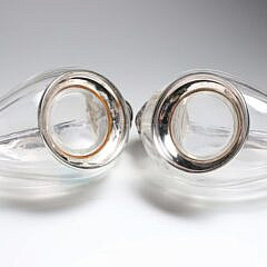 Pair of Clear Crystal Glass Duck Shaped Decanters, circa 1970s