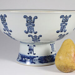 Vintage Chinese Porcelain Large Footed Centerpiece Fruit Bowl