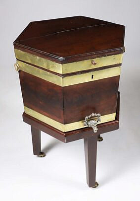 Regency Mahogany Brass Strapped Cellarette, 19th Century