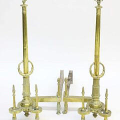 Louis XV Tall Bronze Chenet Andirons with Surmounted Eagles