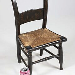 American Stenciled Child’s Pillow-Back Rush Seat Hitchcock Chair, 19th Century, “Sailing Past The Headland” Design