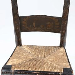 American Stenciled Child’s Pillow-Back Rush Seat Hitchcock Chair, 19th Century, “Sailing Past The Headland” Design
