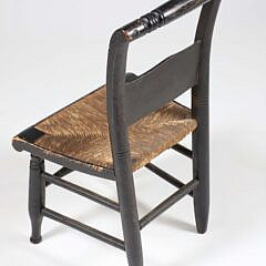 American Stenciled Child’s Pillow-Back Rush Seat Hitchcock Chair, 19th Century, “Sailing Past The Headland” Design