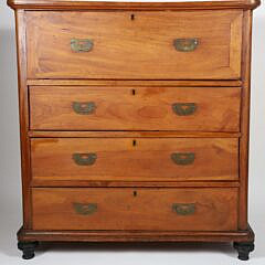 English Carved Mahogany and Leather Upholstered Recamier, Mid 19th Century