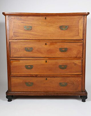 English Carved Mahogany and Leather Upholstered Recamier, Mid 19th Century