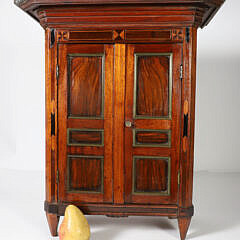 French Salesman Sample Inlaid Double Door Armoire with Marble Top, 19th Century