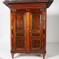 French Salesman Sample Inlaid Double Door Armoire with Marble Top, 19th Century