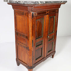 French Salesman Sample Inlaid Double Door Armoire with Marble Top, 19th Century