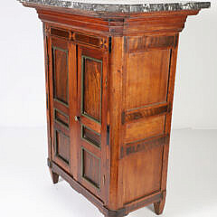 French Salesman Sample Inlaid Double Door Armoire with Marble Top, 19th Century
