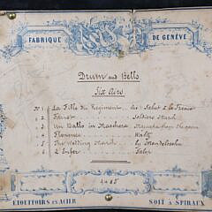 Etouffoirs en Acier Soit A Spiraux Drum and Bell Music Box, 19th Century