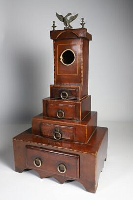 American Inlaid Mahogany Step-Down Watch Tower, 19th Century
