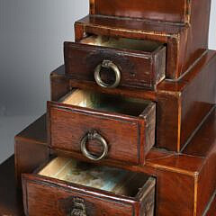 American Inlaid Mahogany Step-Down Gentleman’s Dressing Box Watch Tower, 19th Century