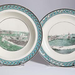 Two Wedgwood Harbor Plates, 19th Century