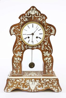 Elaborately Inlaid Musical Clock, 19th Century