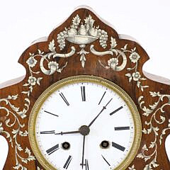 Elaborately Inlaid Musical Mantel Clock, 19th Century