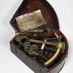 J.W. Norie & Co. London Brass and Ebony Sextant In Case, 19th Century