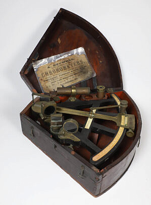 J.W. Norie & Co. London Brass and Ebony Sextant In Case, 19th Century