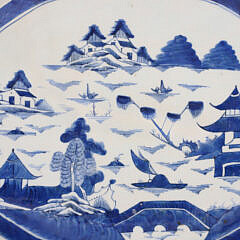 Large Blue and White Canton Meat Platter, 19th Century