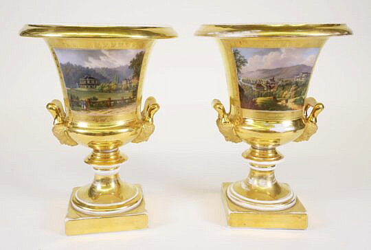 Pair of Finely Painted Empire Vases circa 1840