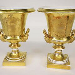 Pair of Finely Painted Empire Vases with Views of Canstadt and Weil, circa 1840